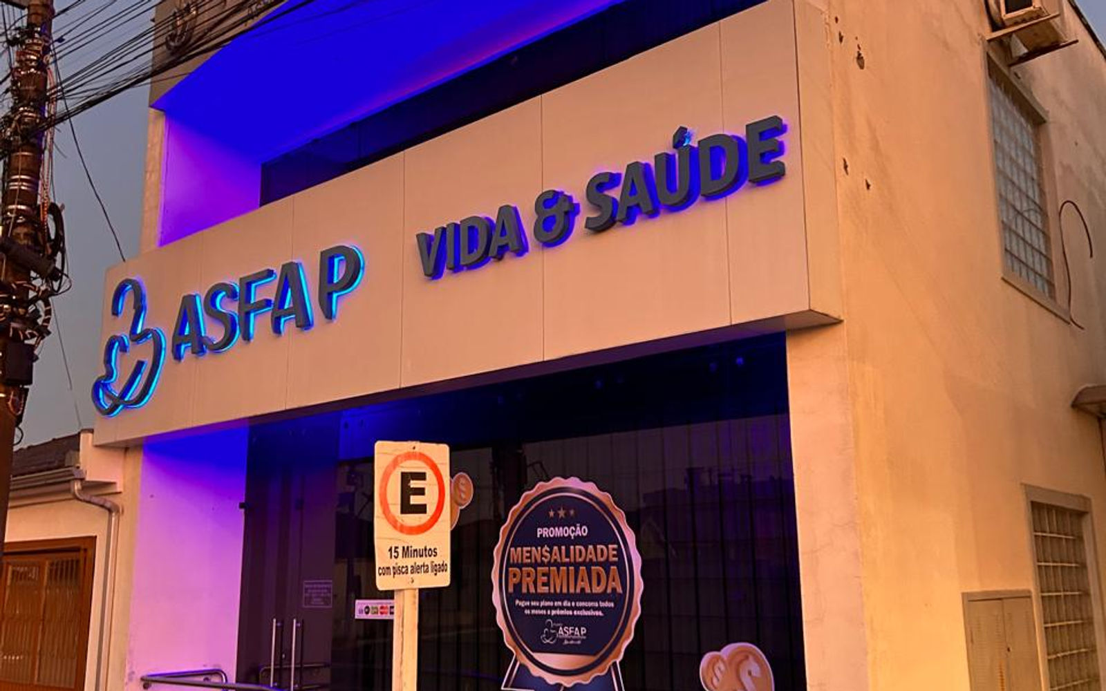 Fachada da ASFAP Vida & Saúde, na R. Treze de Maio em Rio Pardo
